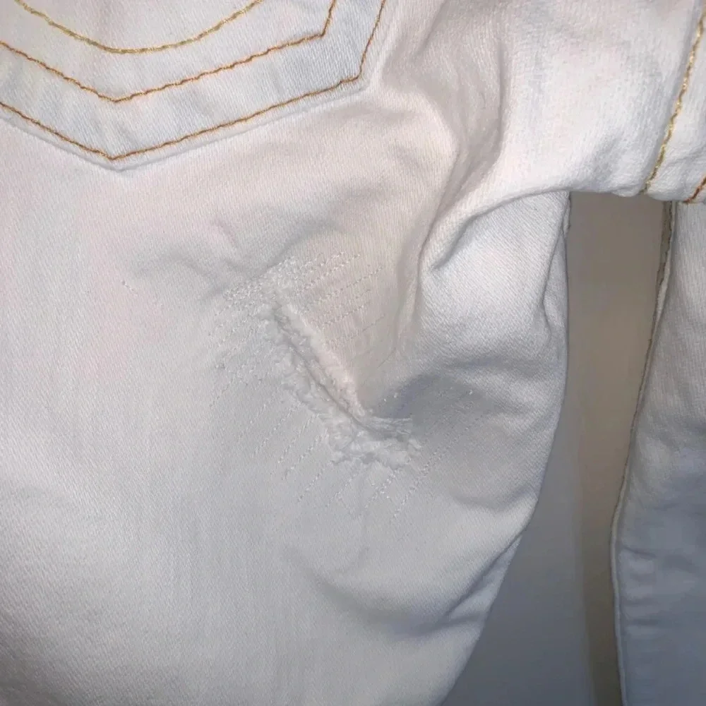 True Religion White Low Rise  Flare Distressed Jeans Y2K 30 - Picture 9 of 15